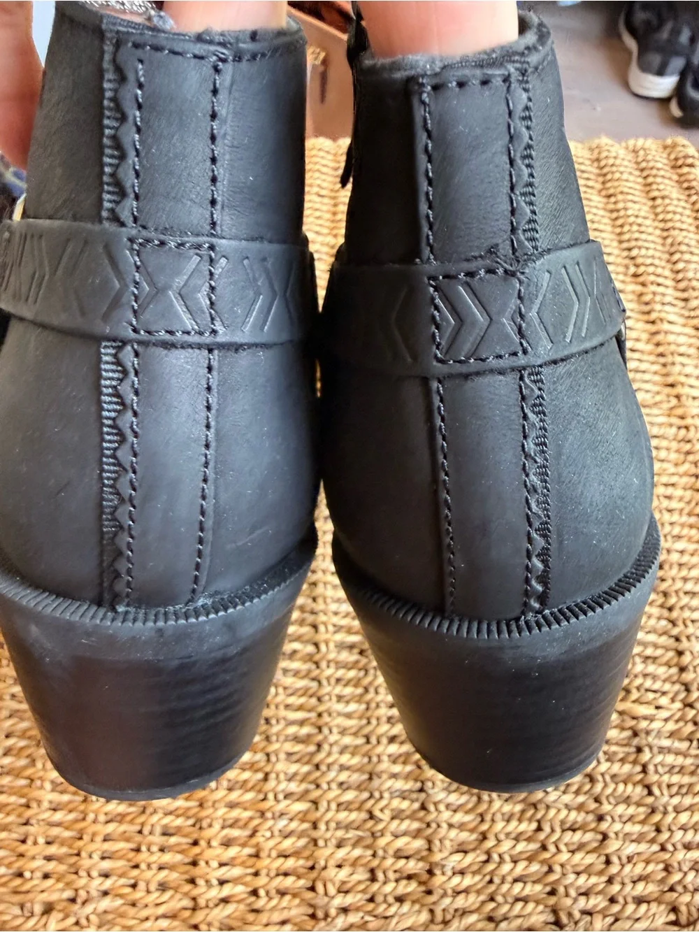TOMS Black Leather Ankle Boots for Women